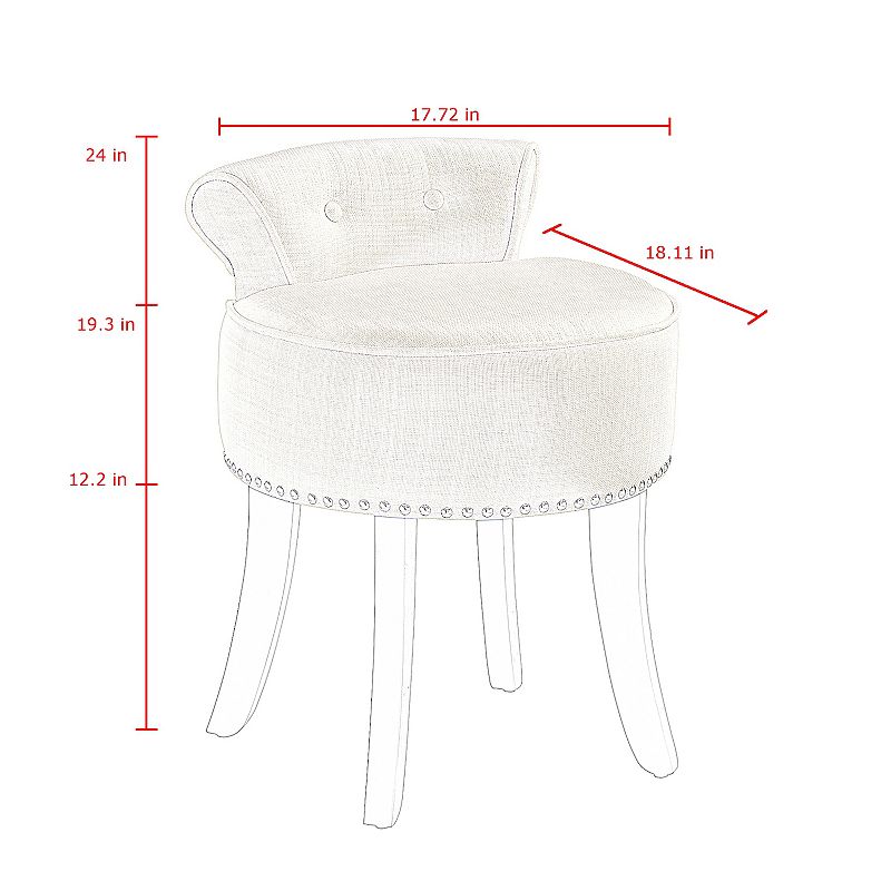 Delia Vanity Stool Nailhead Trim