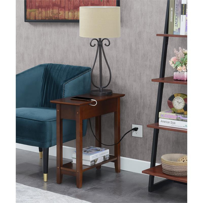 American Heritage Flip Top End Table with Charging Station in Espresso Wood   Transitional   Side Tables And End Tables   by Homesquare  Houzz