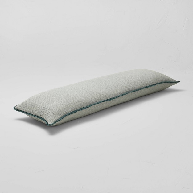 Lumbar Textured Chambray Cotton Bed Decorative Throw Pillow