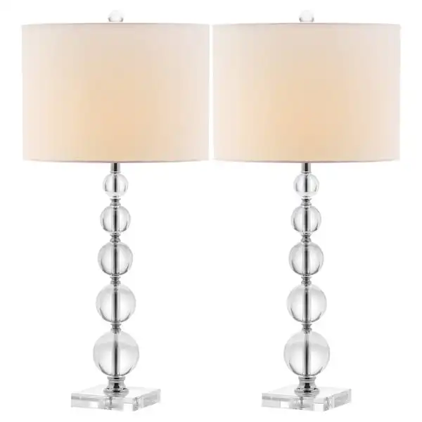 Liam 29 in. H Stacked Crystal Ball Table Lamp， Set of 2