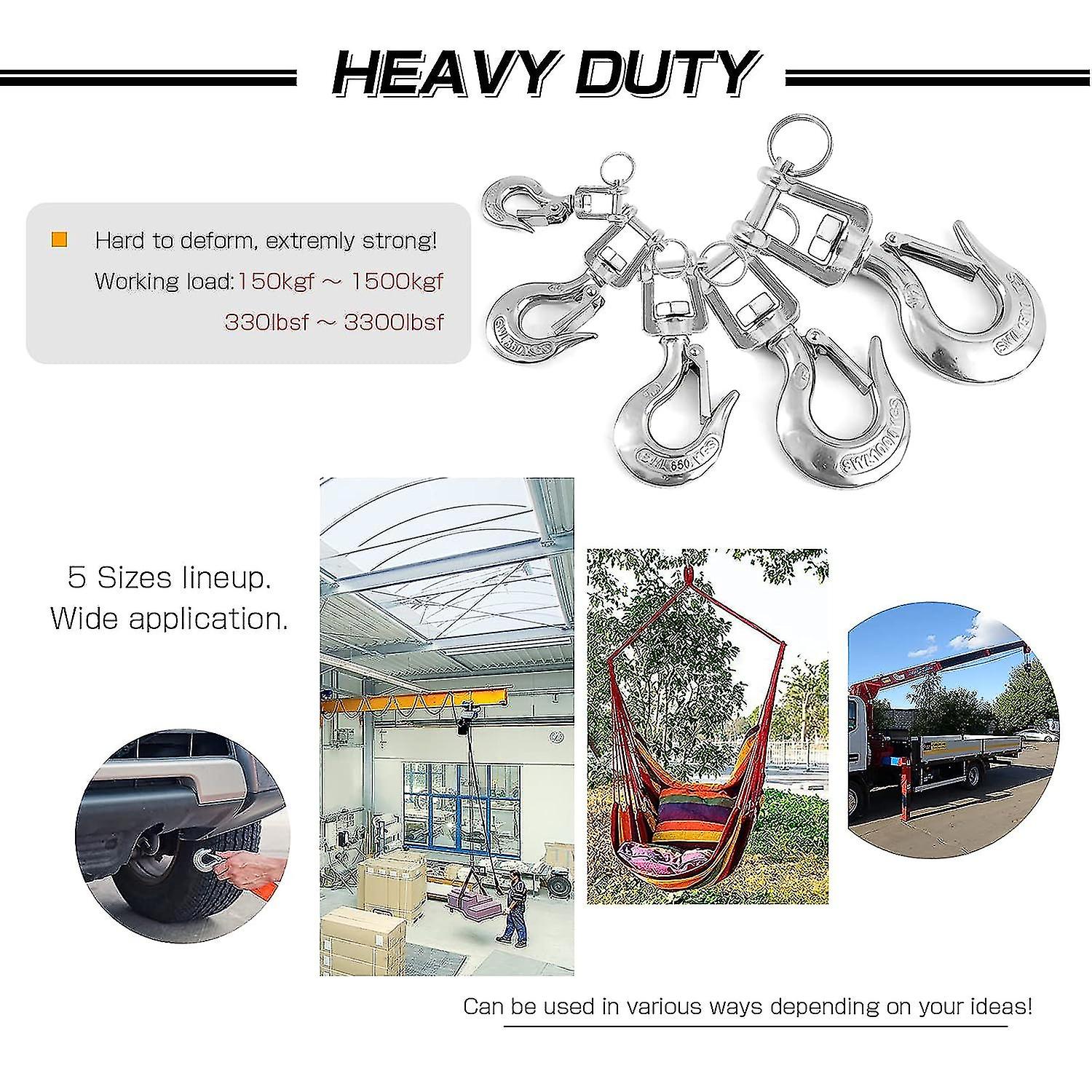 Heavy Duty Slip Hook Load Tow Chain Clevis Hook Winch Trailer Steel Clevis Latch Safety Lifting Stainless 1/2 Inch 3300lbsf