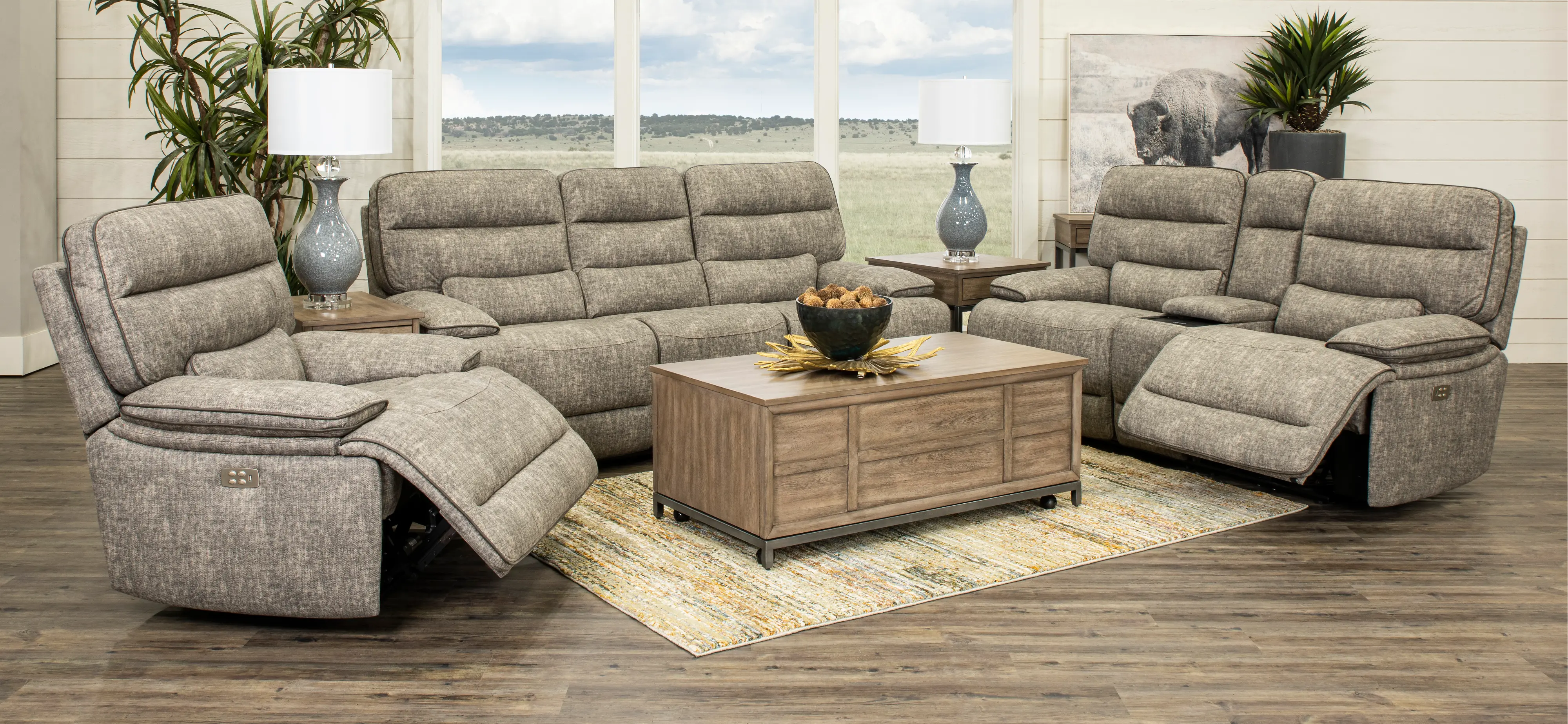 Rock Quarry Gray Power Reclining Sofa