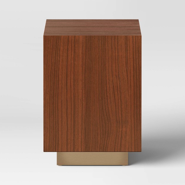 Wood And Metal Plinth Accent Table