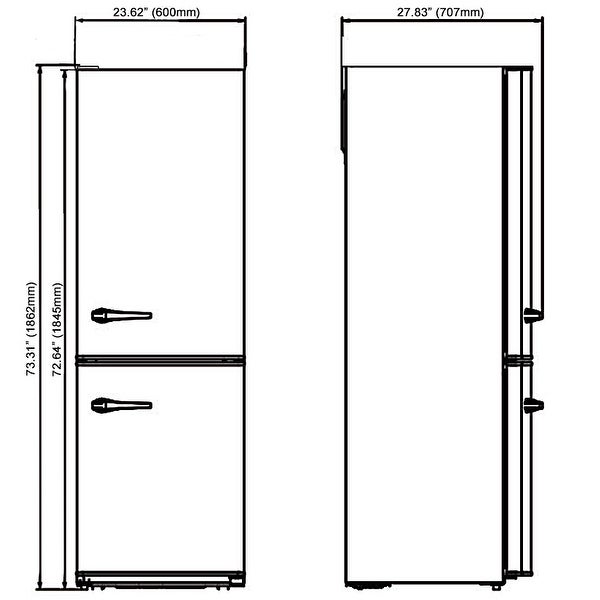 11 cu. ft. Retro frost free refrigerator with bottom freezer