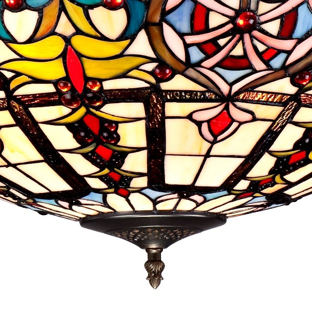 Wide  Style Ornamental Stained Glass Bowl Fixture Dining Room Kitchen