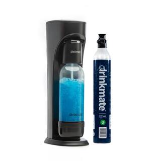 DrinkMate Matte Black Sparkling Water and Soda Maker Machine with 60L CO2 Cartridge and 1L Re-Usable Bottle 410-02-14z