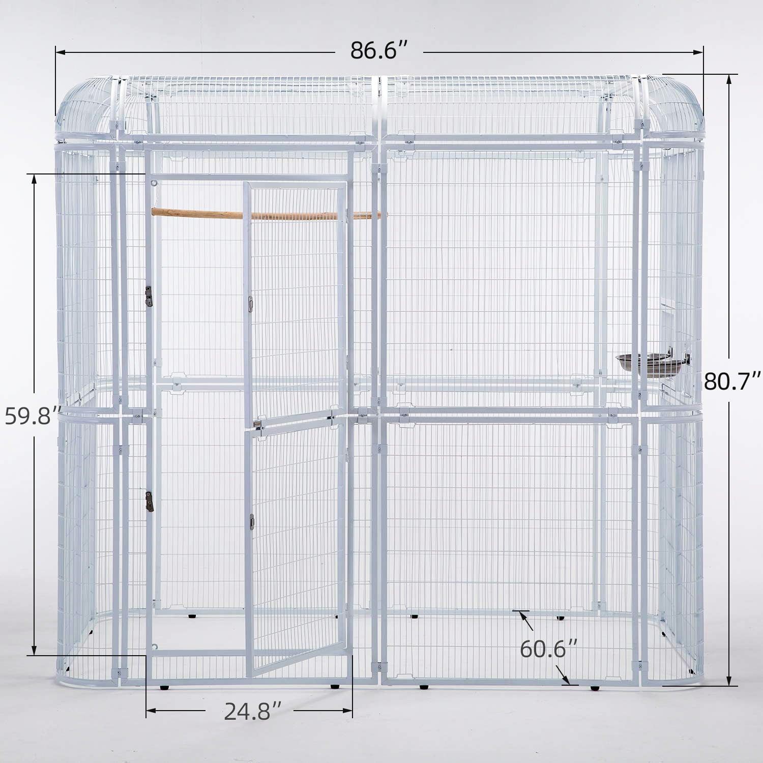 Paney Large Iron Birdcage Heavy Duty Parrot Cockatiel Macaw Finch Walk in Aviary Flight Pet Supply ，White