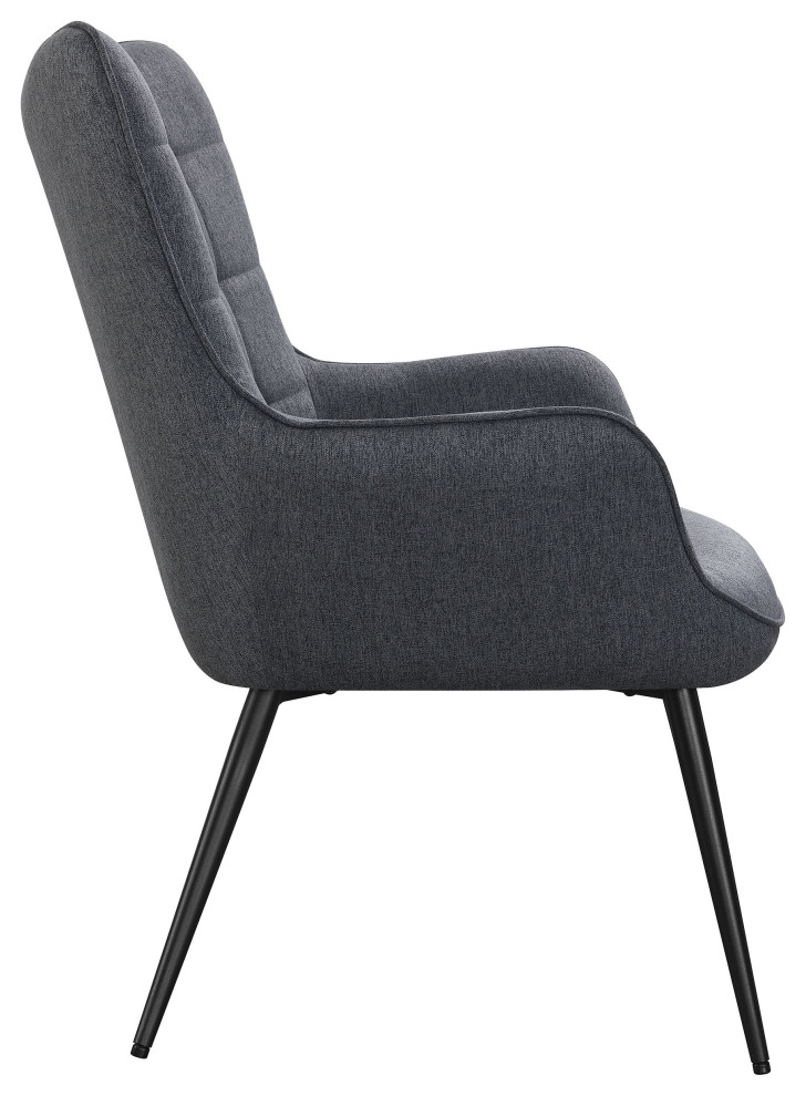 Isla Upholstered Flared Arms Accent Chair With Grid Tufted Accent Chair Grey   Modern   Armchairs And Accent Chairs   by Modon  Houzz