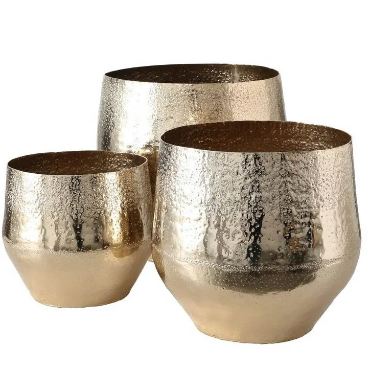 Decorative Gold Metal Planters for Garden Home Decorative Plant Custom Shape Flower Pot Luxury Floor Planter