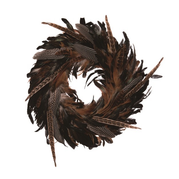 Transpac Foam 23 In Brown Harvest Feathered Wreath