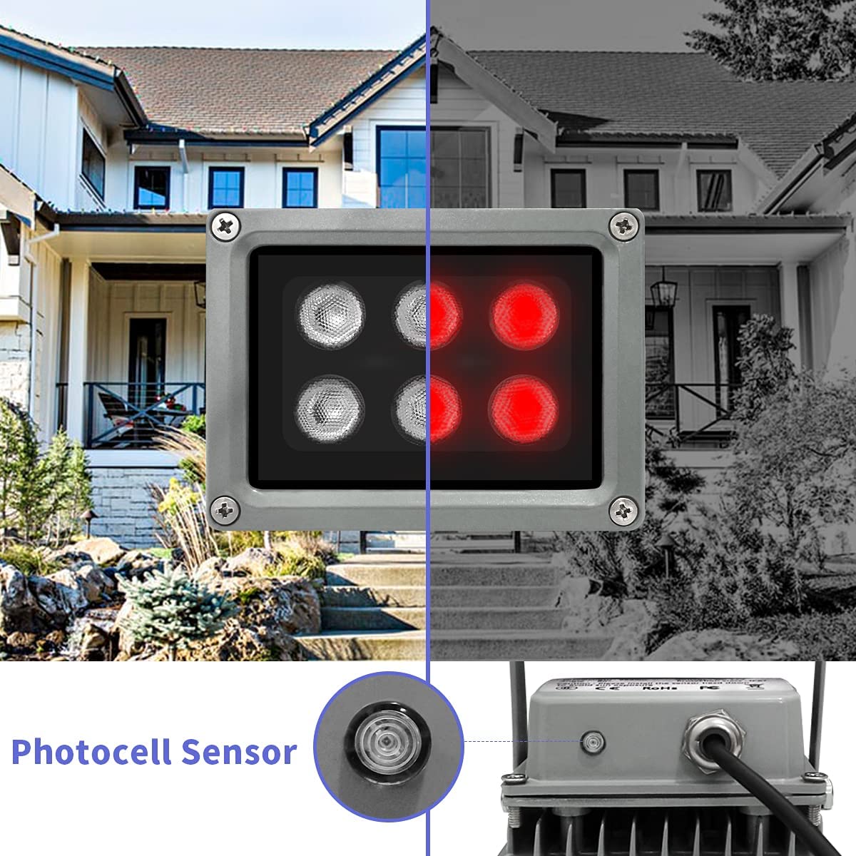 90º 80FT 850nm 6-LED IR Illuminator， IR Lights for Security Cameras Long Range Infrared Light Outdoor Infrared Illuminator for CCTV IP Camera