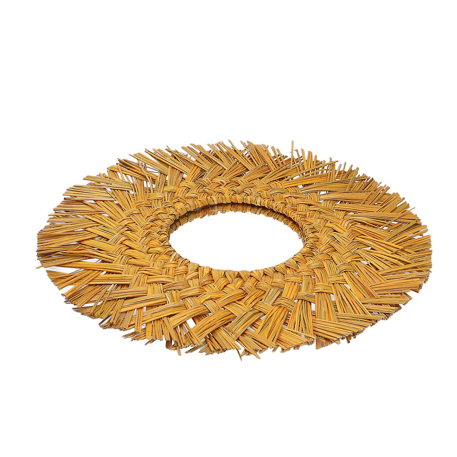 Straw Plaited Hanging Mirror Decoration Retro Nordic Style Round Hand Woven  Dressing Mirroryellow Gold