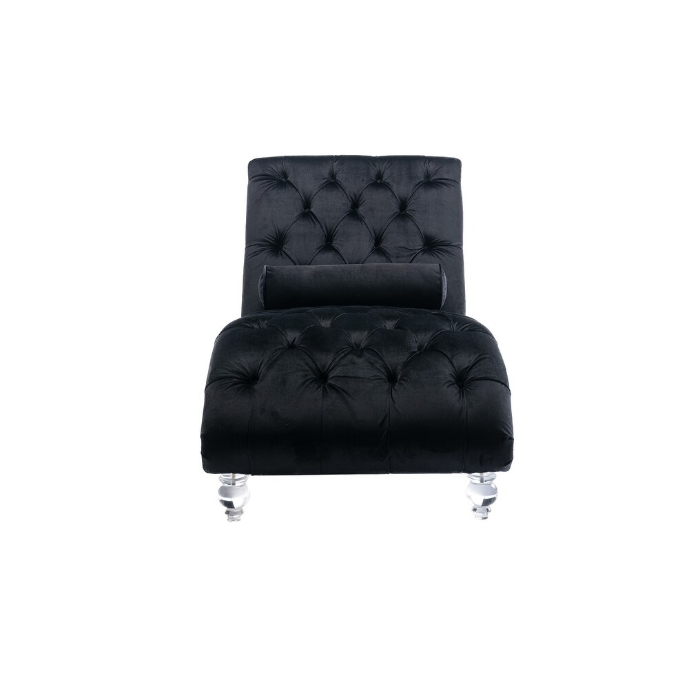 Acrylic Foot Tufted Lounge Chair Chesterfield Lounge Button Tufted Chaise