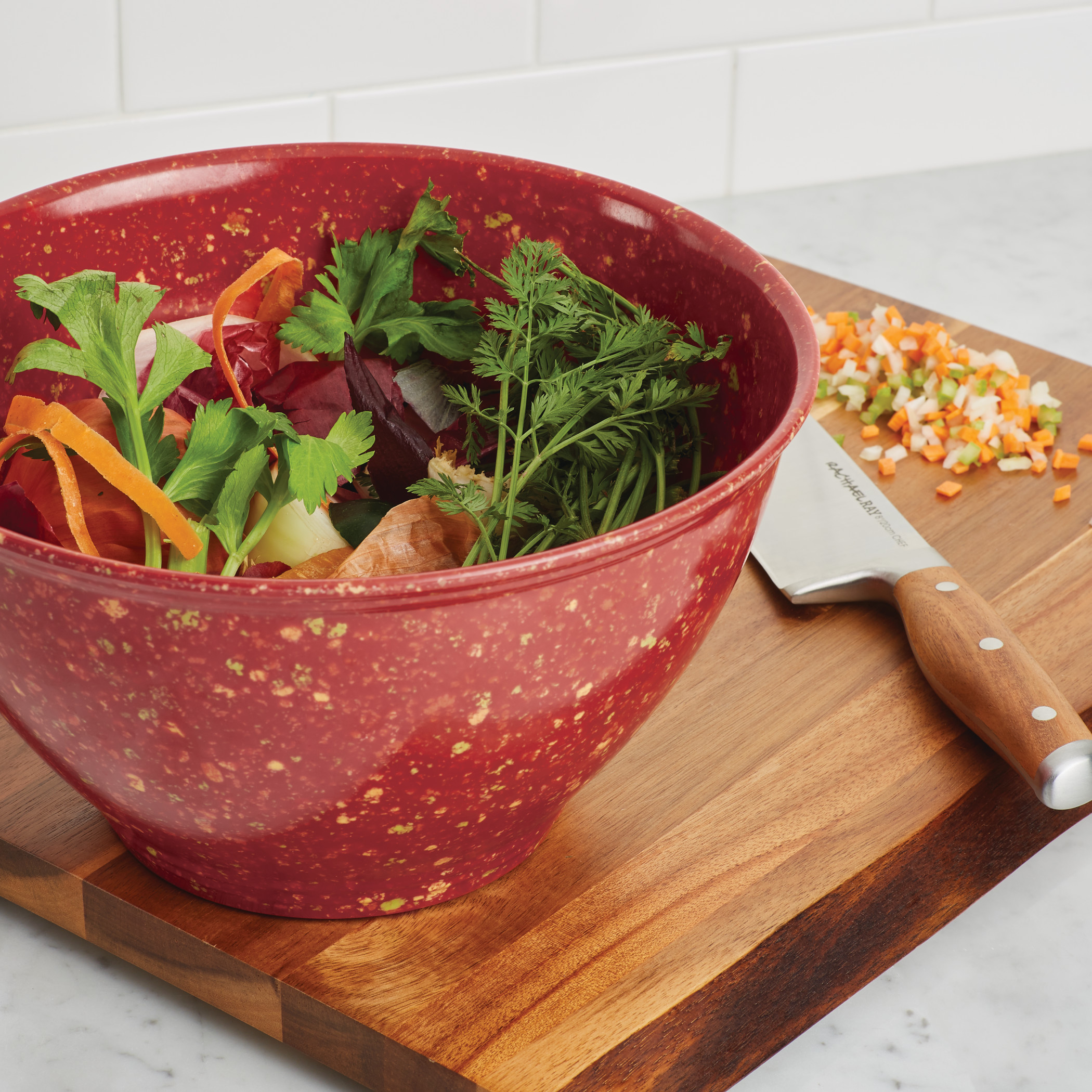 Rachael Ray 4-Quart Melamine Garbage Bowl， Red