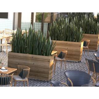 Ejoy 44 in. x 12 in. x 36 in. Solid Wood Mobile Planter Barrier in Unfinished Wood Color SolidWoodPlanter_44x36x12