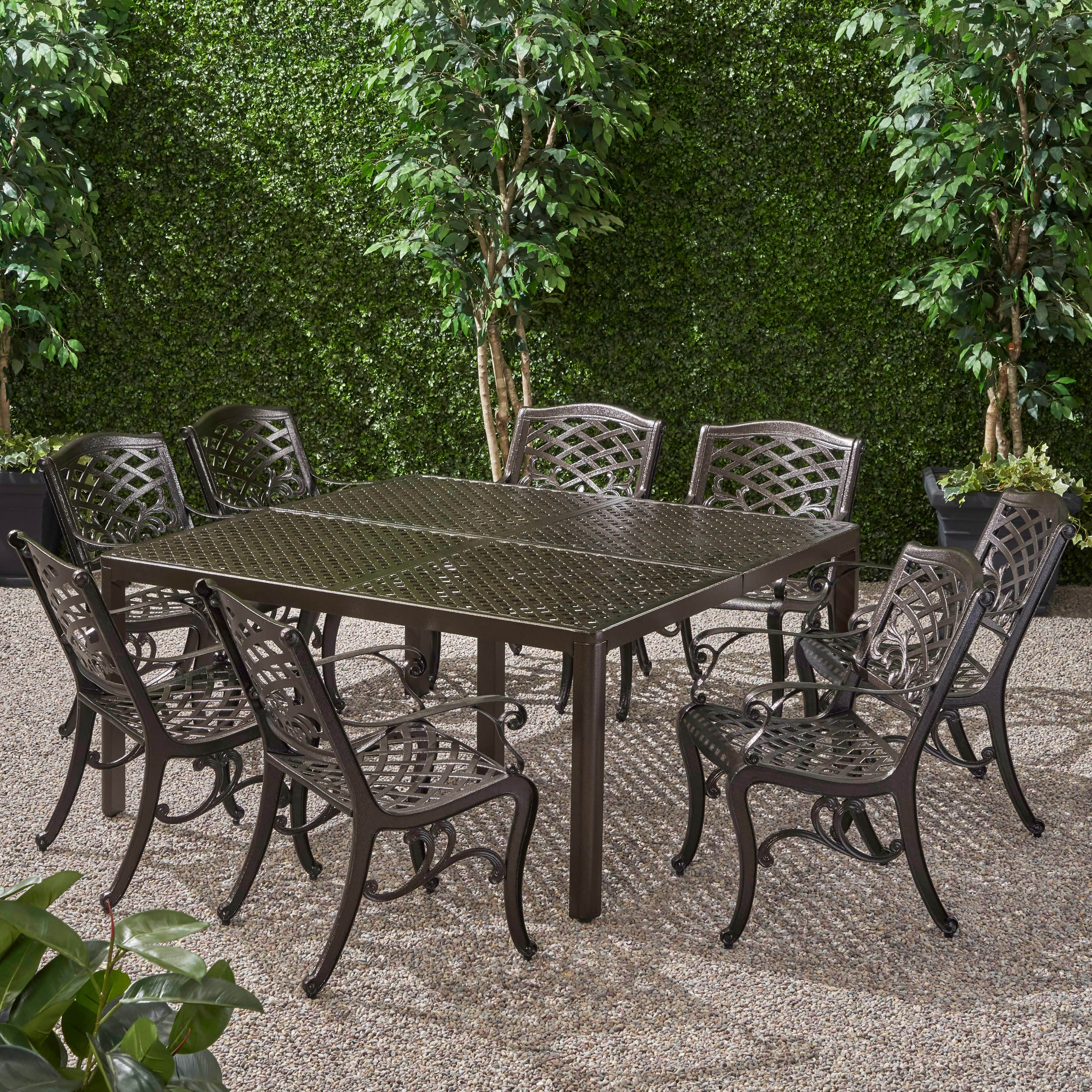 Laura Outdoor Aluminum 8 Seater Dining Set