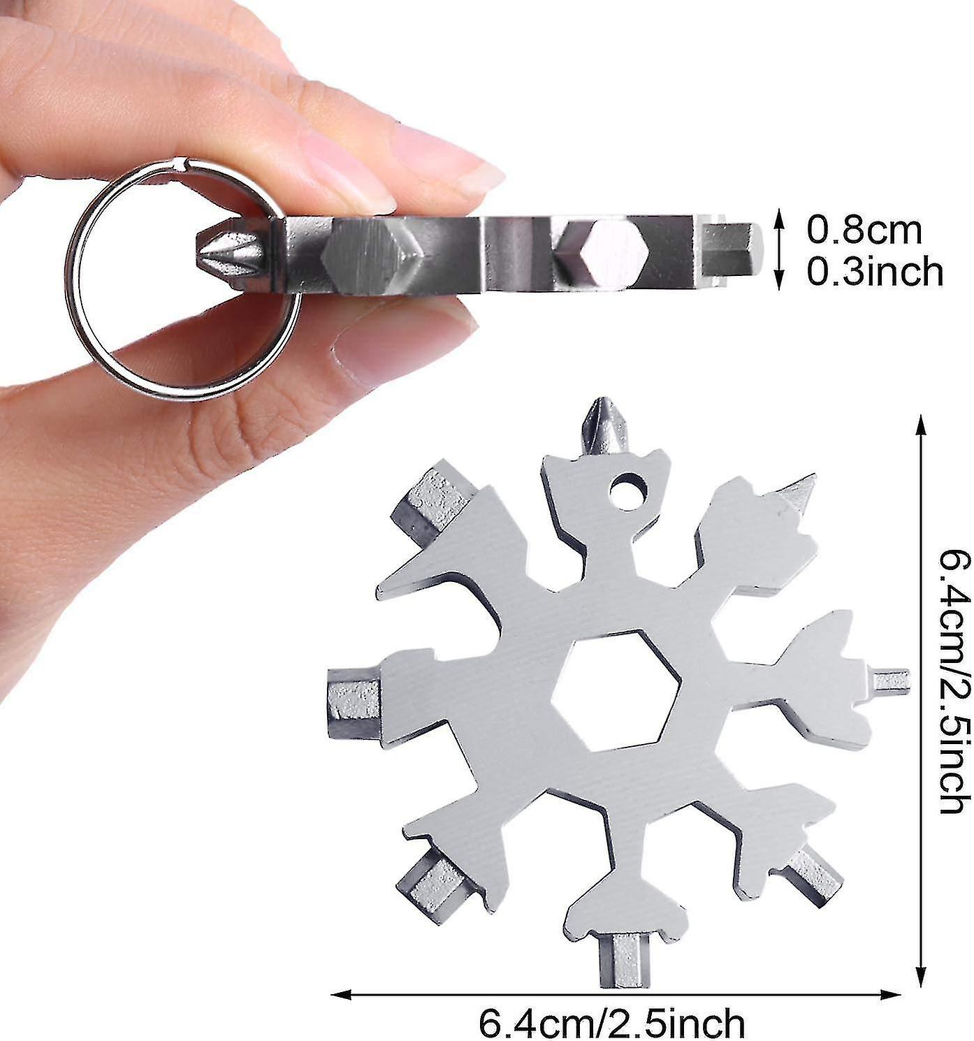 2 Pack 18-in-1 Snowflakes Multi Tool，stainless Steel Bottle Opener Wrench， Flat Cross Screwdriver Kit，outdoor Portable