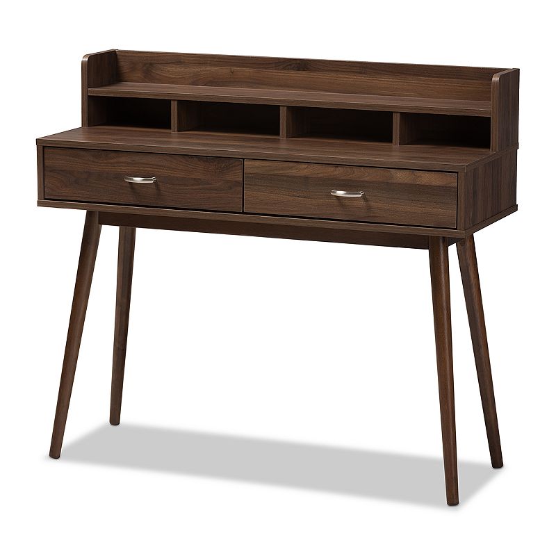 Baxton Studio Mid-Century Walnut 2-Drawer Desk