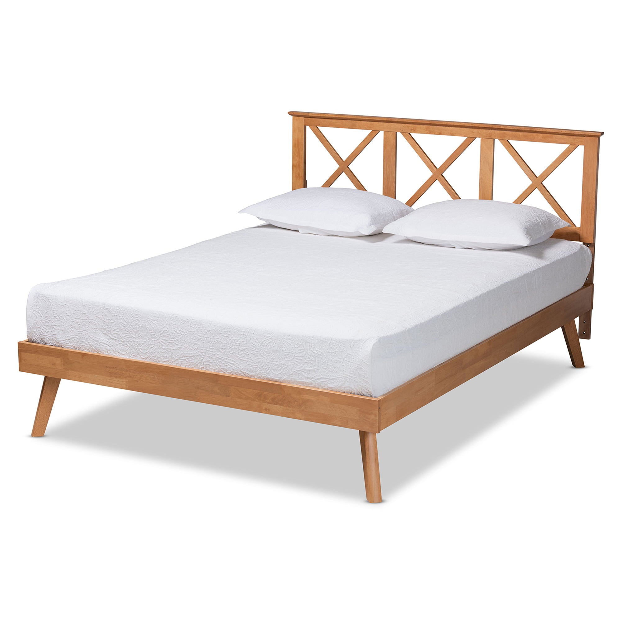 Baxton Studio Galvin Contemporary/Modern Rubberwood Adjustable Platform Bed, Queen, Brown