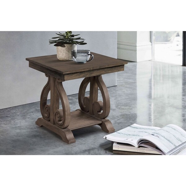 Lexicon Home Living Room End Table - Wire-Brushed Power Glaze Oak - 26