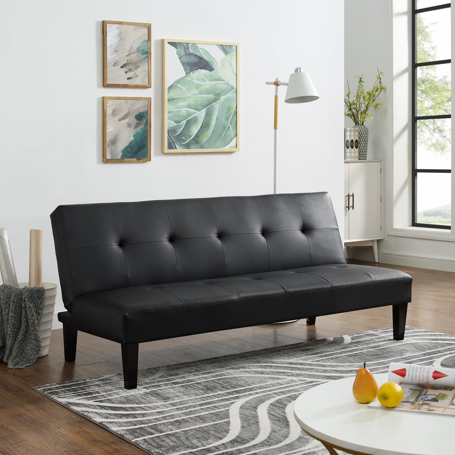 Futon Sofa by Naomi Home - Material: Faux Leather, Size: Button Tufted