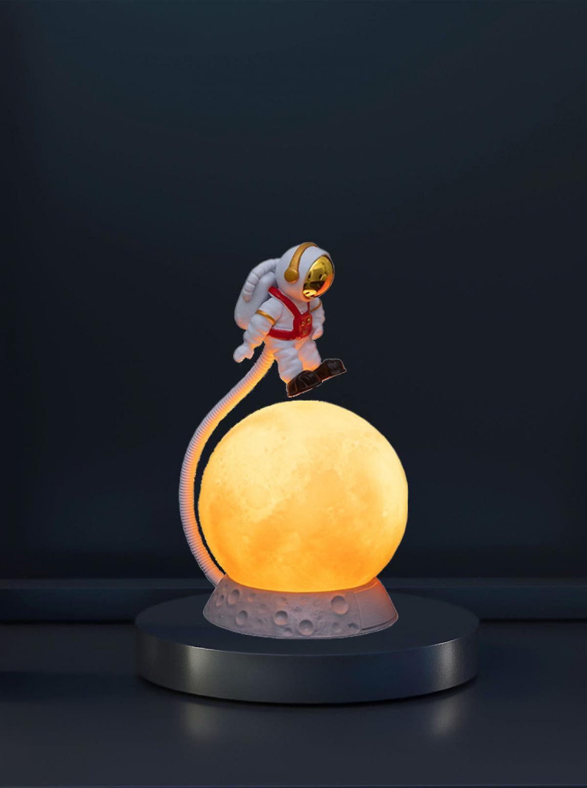 2pcs Astronaut Moon Led Night Light Bedside Atmosphere Lamp Desktop Ornament