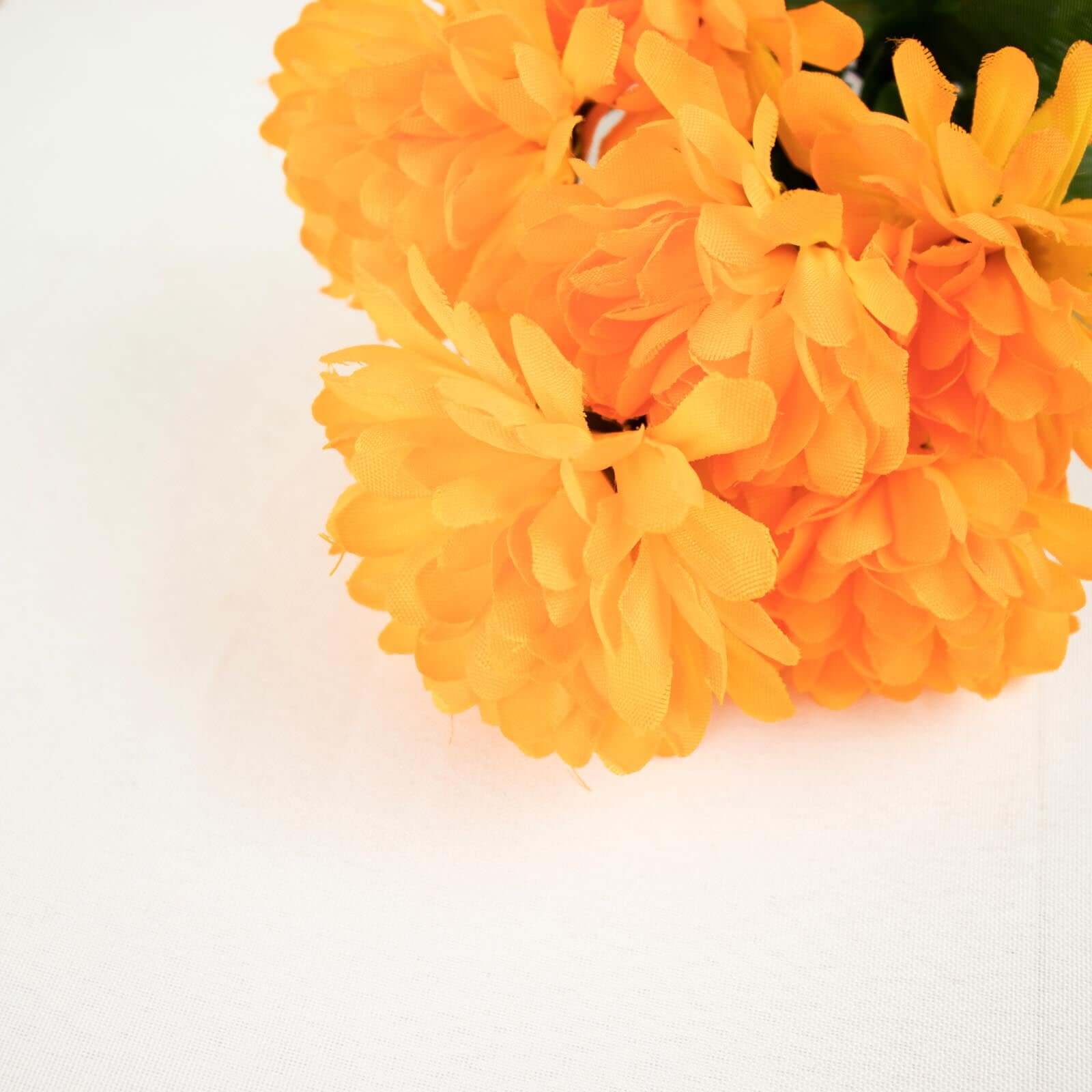 12 Bushes Orange Artificial Silk Chrysanthemum Flower Bouquets