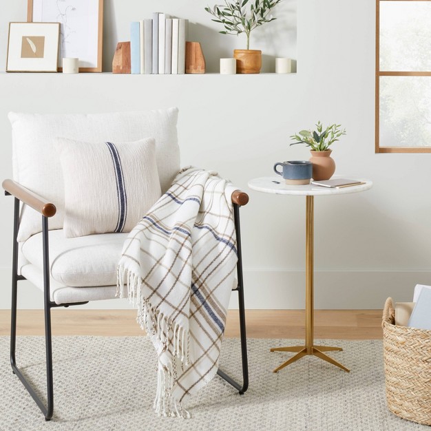 Marble Top Accent Side Table Brass white With Magnolia