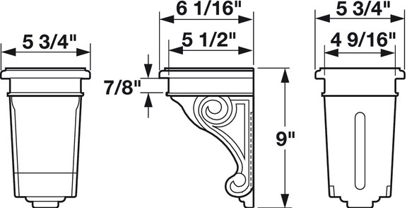 Hafele Corbel 9 x 5 3/4 x 6 1/16 (H x W x D)