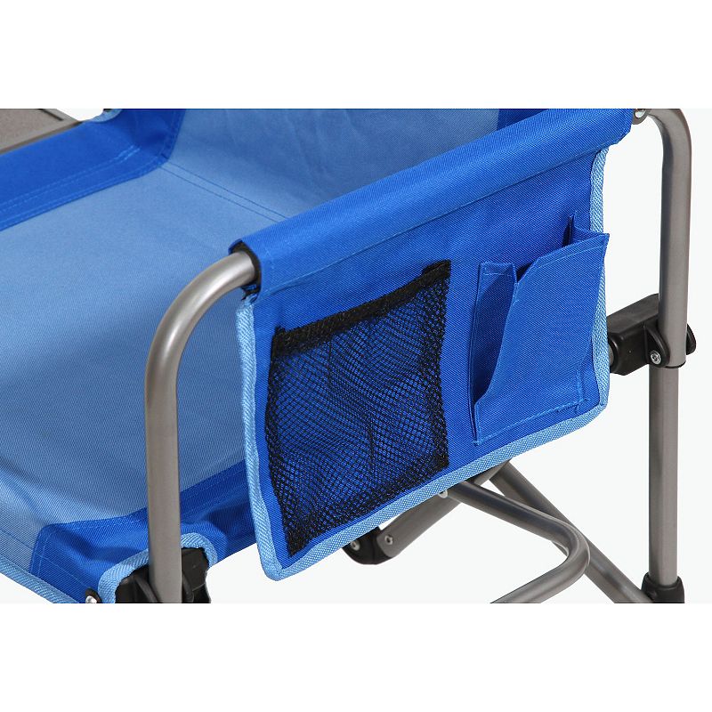 Kamp-rite Portable Director's Camp Chair W/cup Holder， Side Table and Pocket， Blue