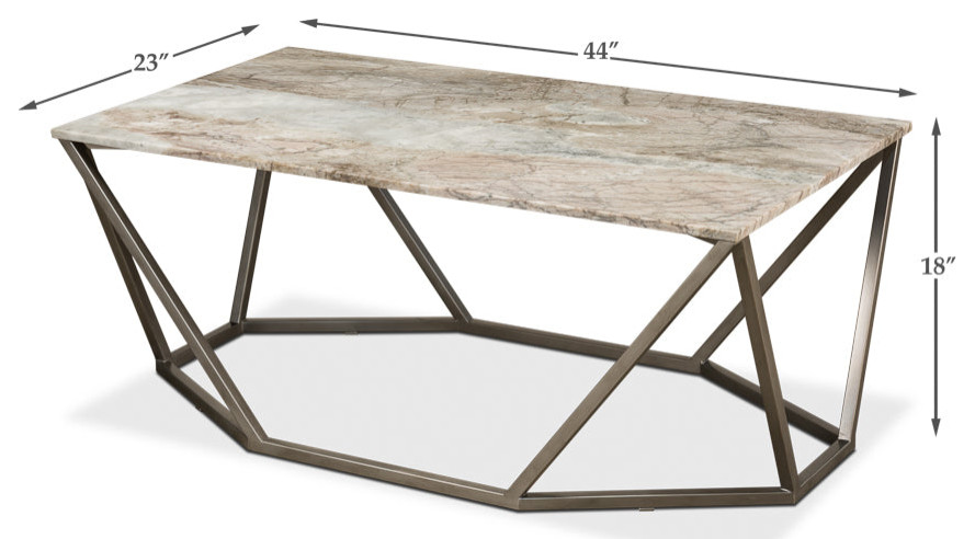 Trapezoid Coffee Table Marble Top   Transitional   Coffee Tables   by Sideboards and Things  Houzz