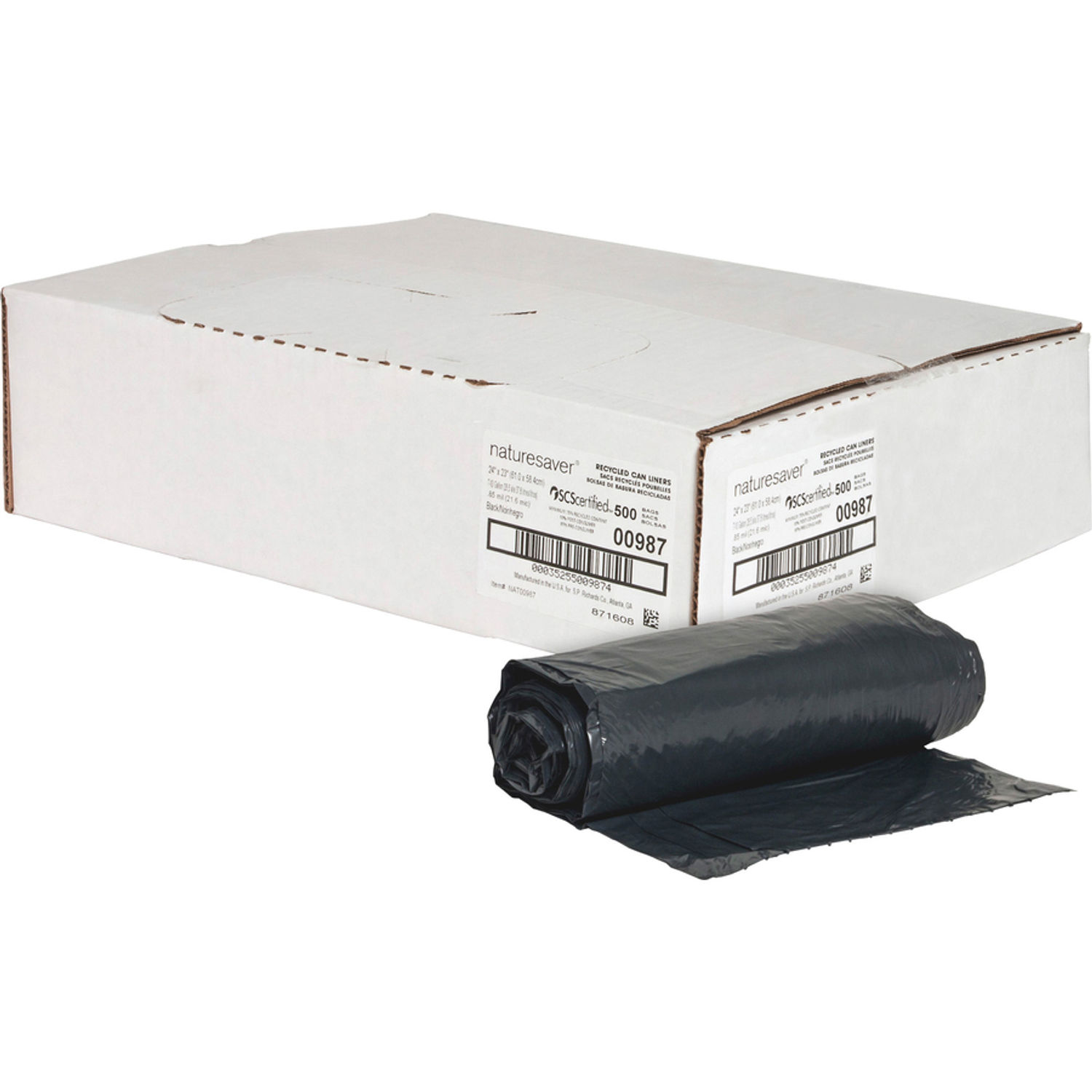 Black Low-density Recycled Can Liners by Nature Saver NAT00987