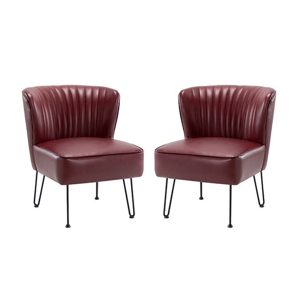 Donia Modern Faux Leather Side Chair with Metal Legs Set of 2 by HULALA HOME