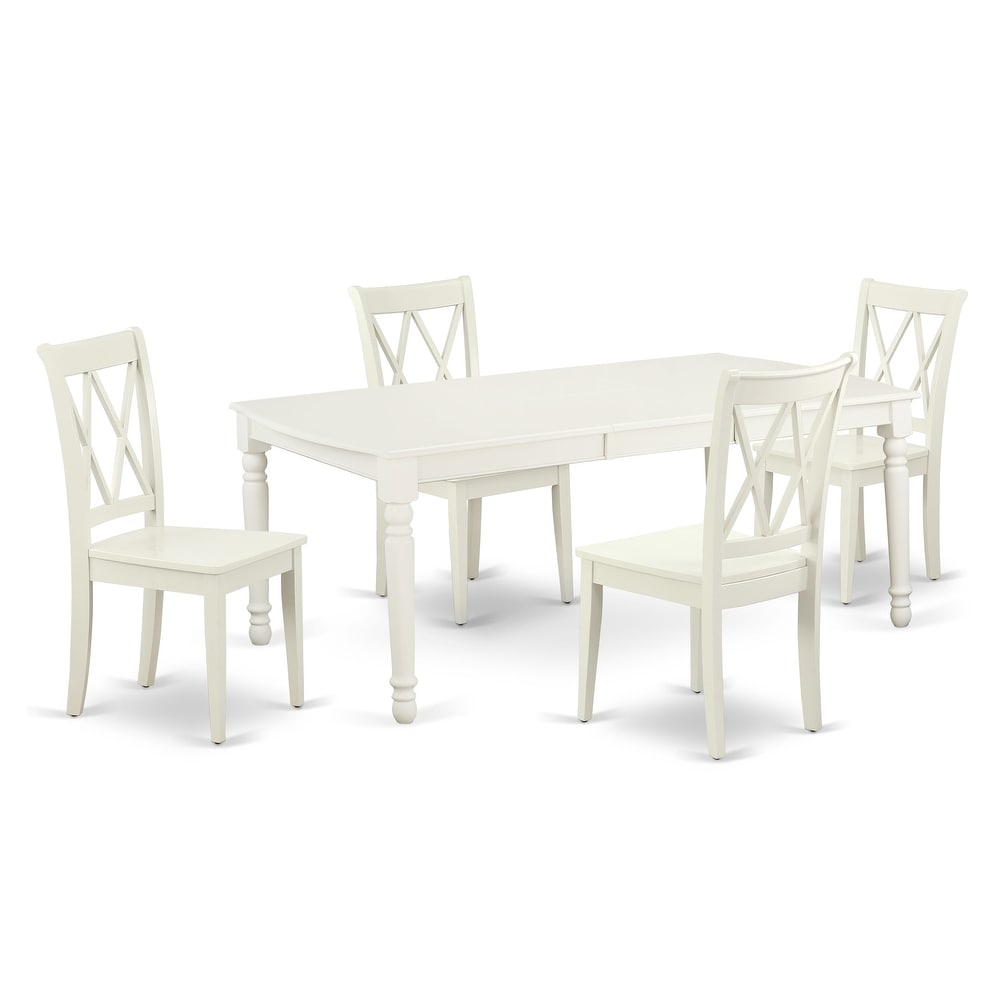 East West Furniture Dining Table Set  a Rectangle Kitchen Table and Dinette Chairs  Linen White(Pieces Option)