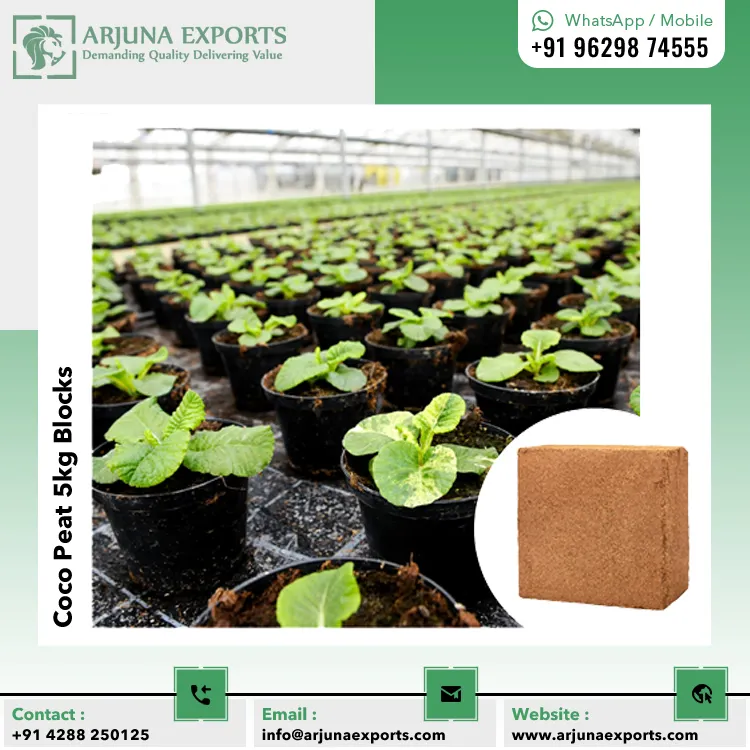 Supplier Of Top Quality Direct Factory Supply 100% Natural Coconut Coir Pith Coco Peat 5kg Brick For Agriculture and Vegetables