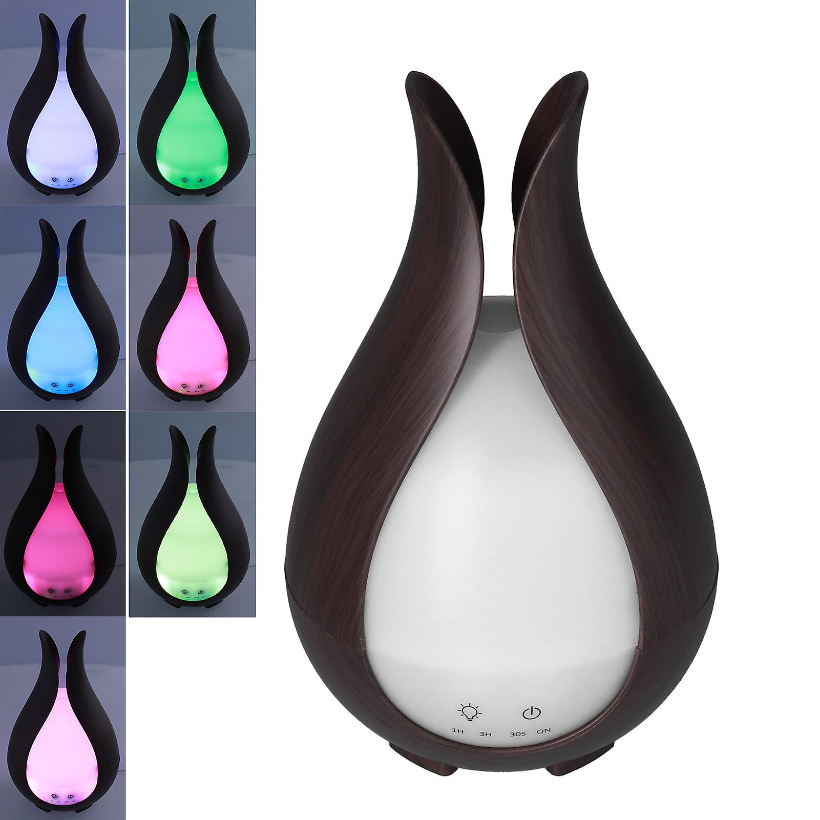 200ml Aroma Air Humidifier Deep Wood Grain Cool Mist Humidifier Colorful LED Night Light Humidifier 100‑240VEU Plug