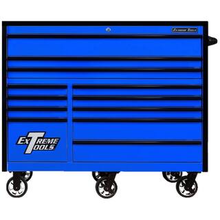 Extreme Tools RX 55 in. 12-Drawer Roller Cabinet Tool Chest in Blue with Gloss Black Handles and Trim RX552512RCBLBKX