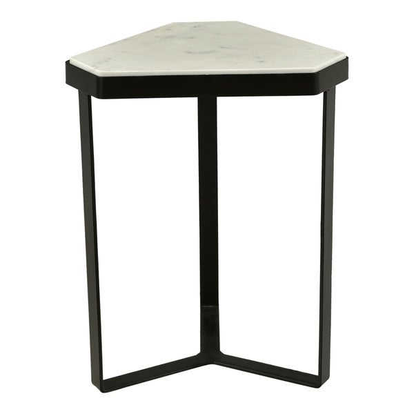 Aurelle Home White Space-Saving Marble Accent Table