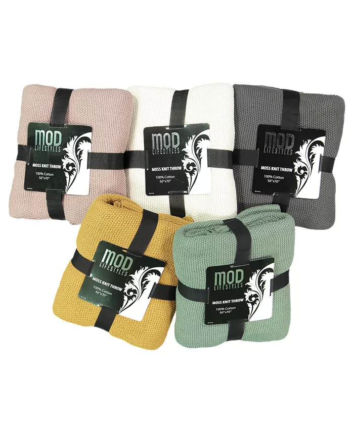 Mod Lifestyles Classic Throw Collection Cotton Moss Knit， 50 X 70