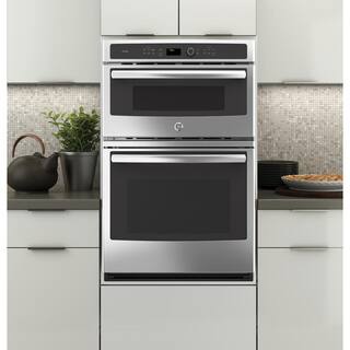 GE Profile Profile 27 in. Double Electric Wall Oven with Convection Self-Cleaning and Built-In Microwave in Stainless Steel PK7800SKSS