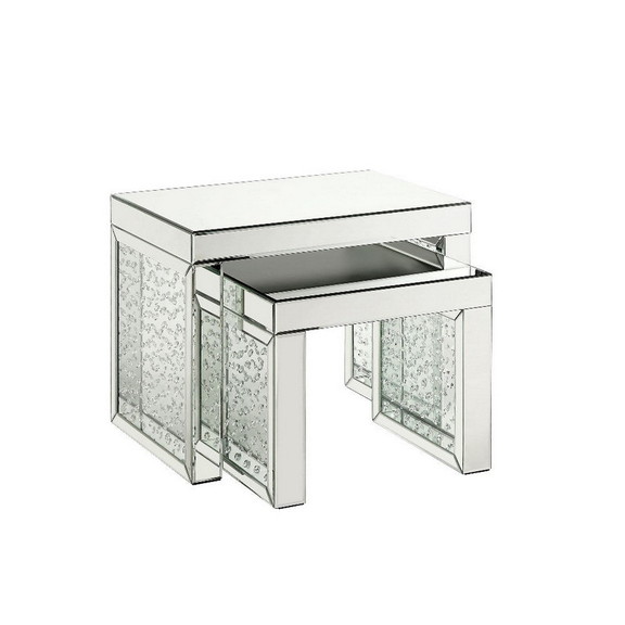 Benjara BM250303 Accent Table with Mirrored Top an...