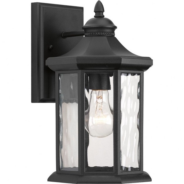 Progress Lighting Edition 1 light Wall Lantern Textured Black Clear Water Glass Shade