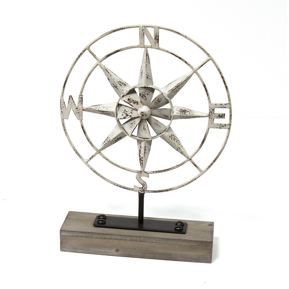 Compass of the Sea Metal and Wood Table Top Decor   10.25\