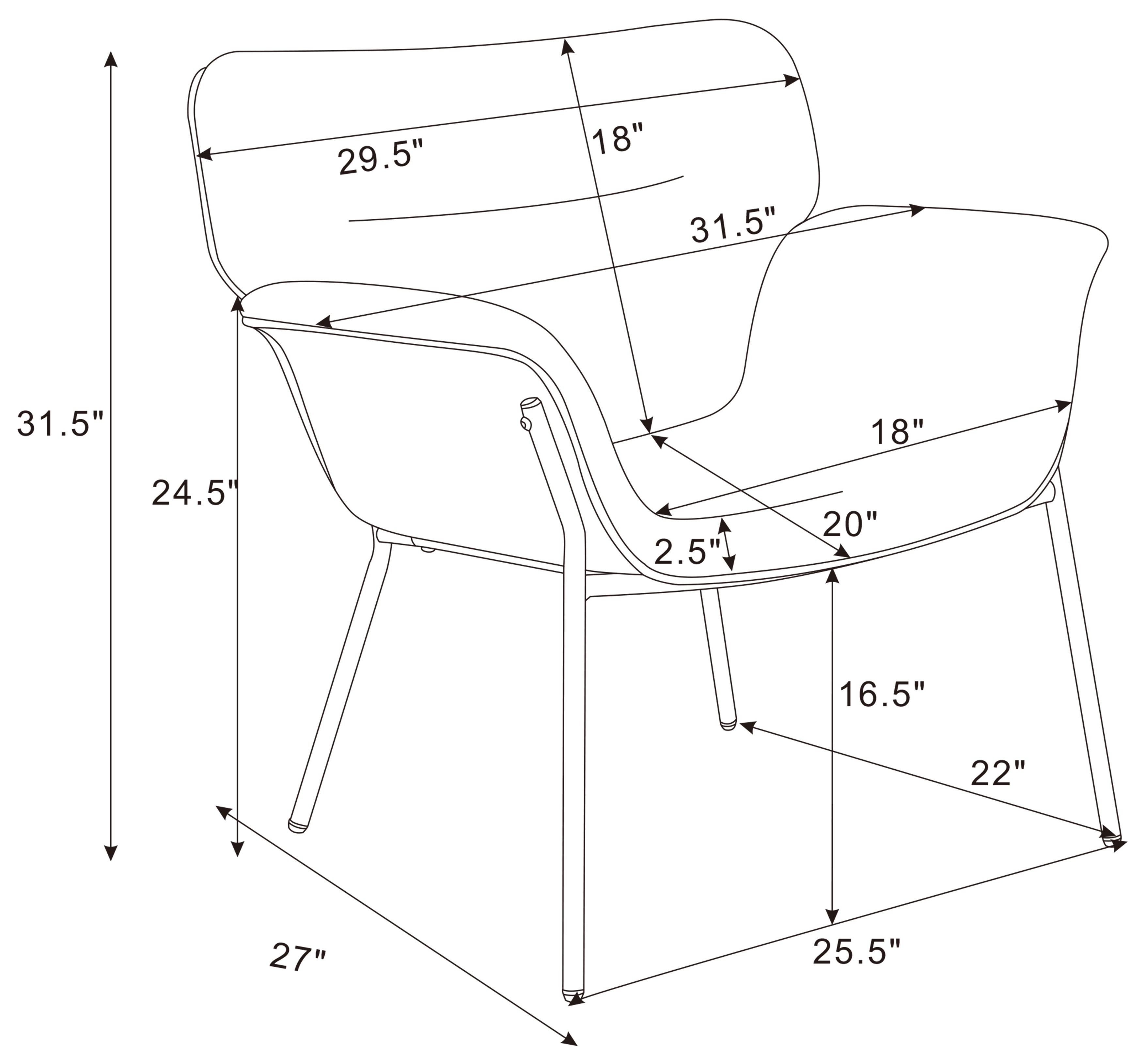 Davina Upholstered Flared Arms Accent Chair Ash Grey-905614