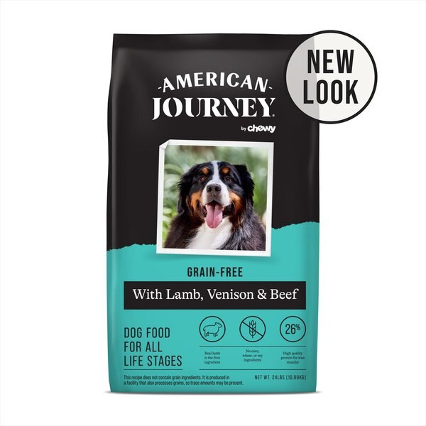 American Journey Grain-Free with Lamb， Venison and Beef Dry Dog Food， 24-lb bag