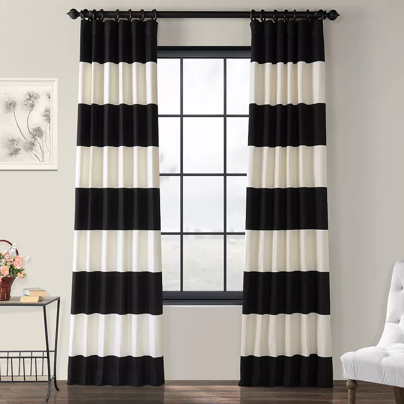 EFF 1-Panel Stripe Cotton Window Curtain