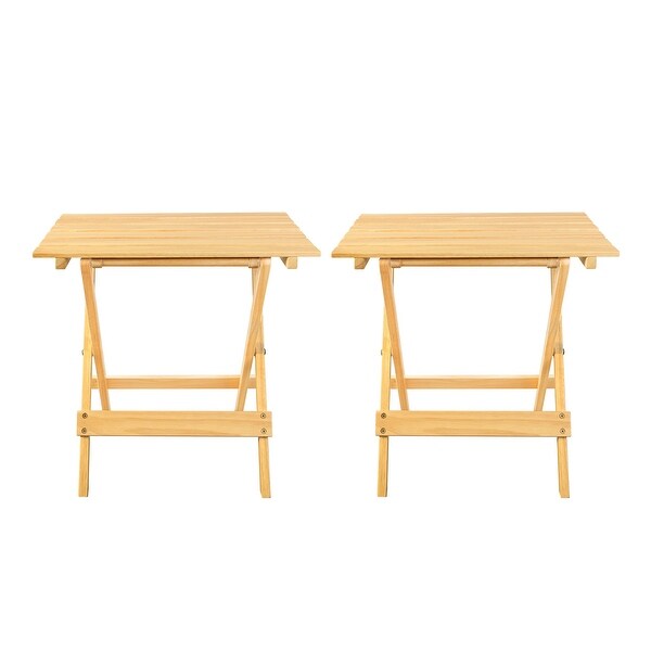 Solid Wood Portable Folding Side Table Set of 2