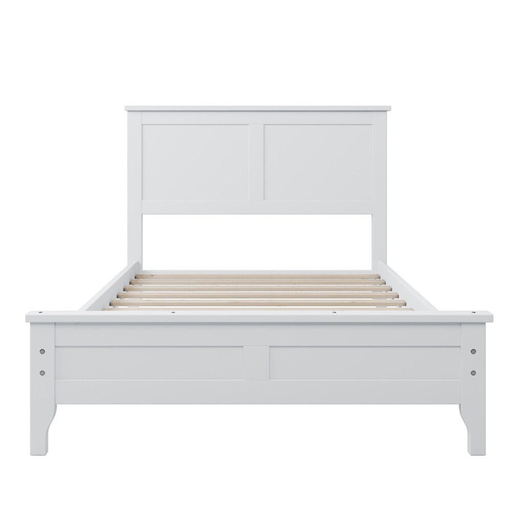 Modern White Solid Wood Platform Bed