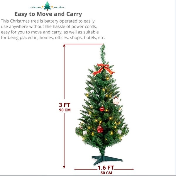 3Ft 129 Branches with Santa Claus Decorated Christmas Tree