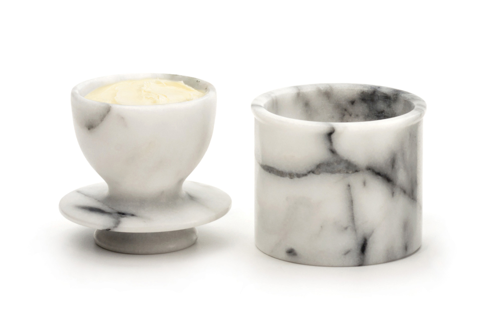 White Marble Butter Pot